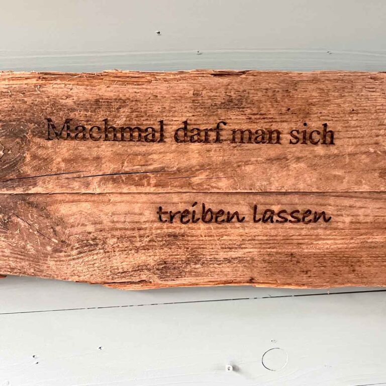 Treibholz Schild treiben lassen